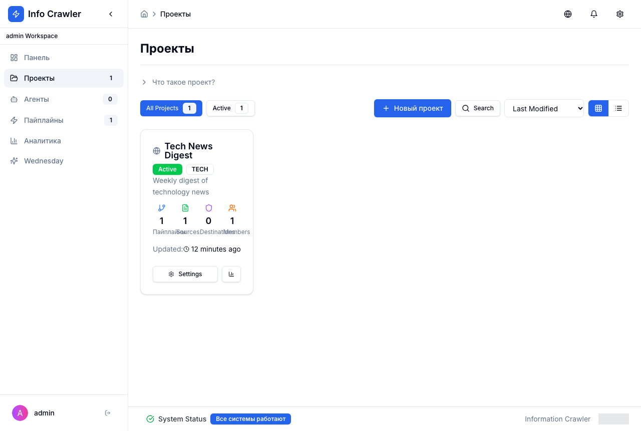 Список проектов